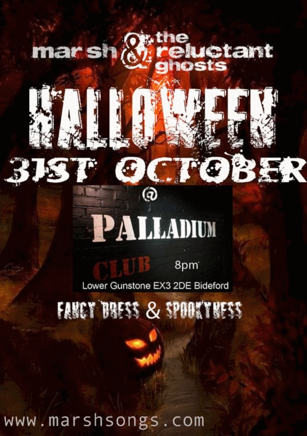Halloween party in Bideford. Live music gig with Marsh & the reluctant ghosts