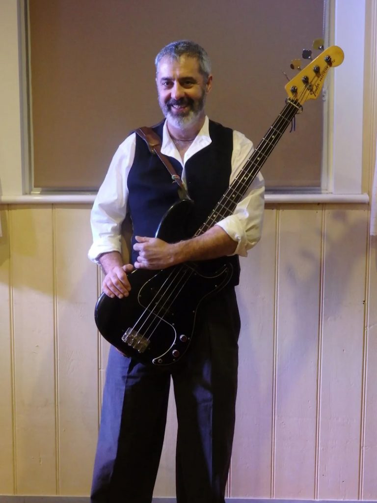 Richard Malfait of Appledore with bass from Gypfunk web site